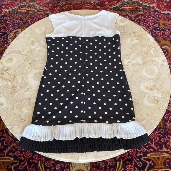 Sandra Darren Black & White Polka Dot Mini Dress - Picture 10 of 14
